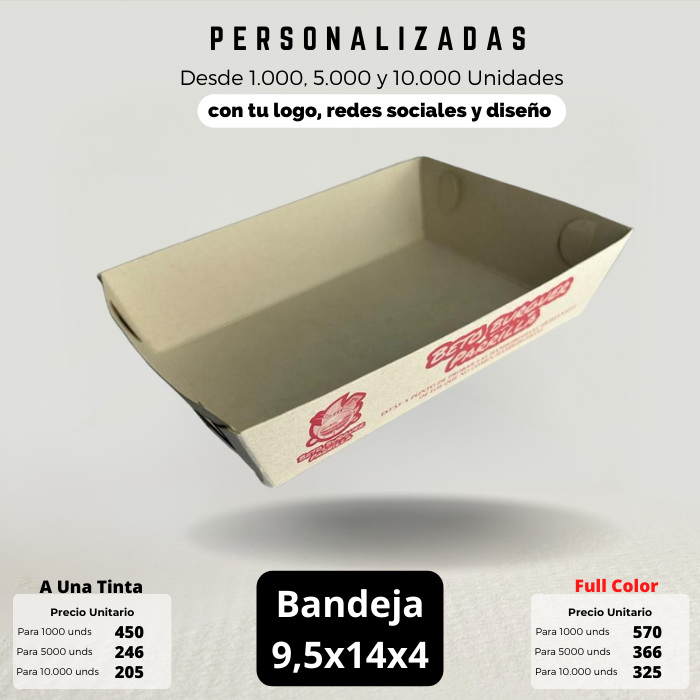 Bandeja 9.5x14x4 Bandeja Ecológica Personalizada