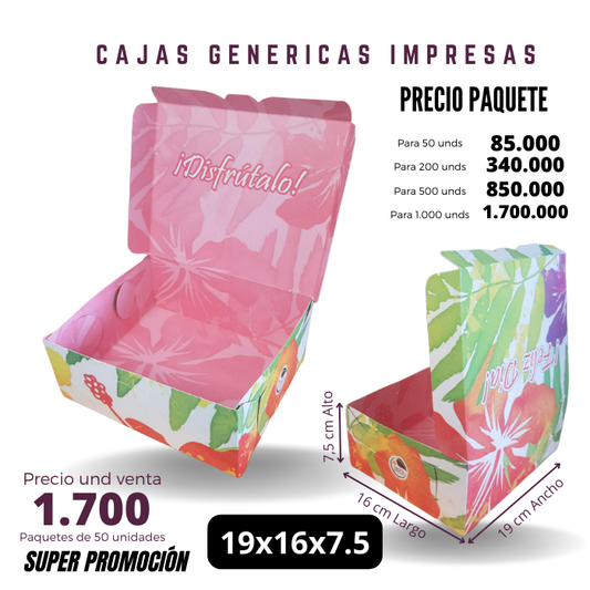 Caja Genérica 19x16x7.5 Impresa corazones Caja Ecológica