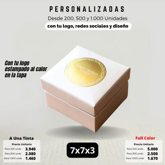 Caja Joyeria 7x7x3 Estampado al Calor Caja Ecológica Personalizada