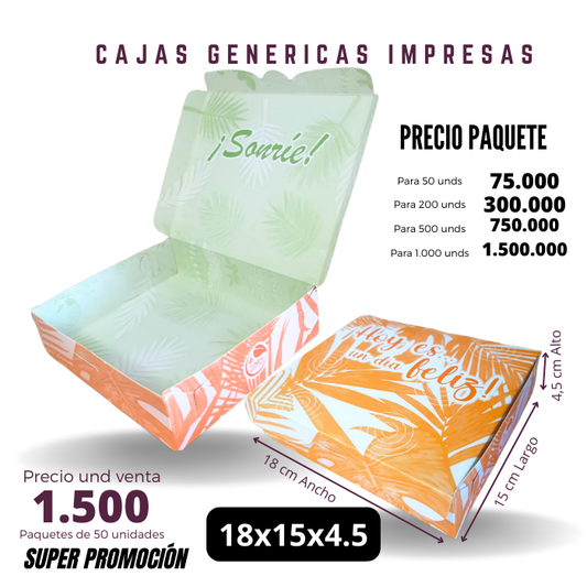 Caja Genérica 18x15x4.5 Impresa corazones Caja Ecológica