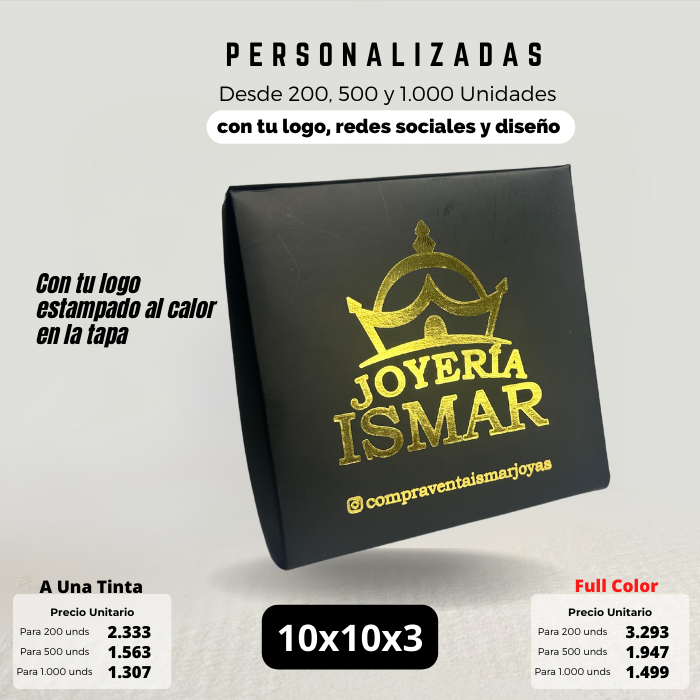 Caja Joyeria 10x10x3 Estampado al Calor Caja Ecológica Personalizada