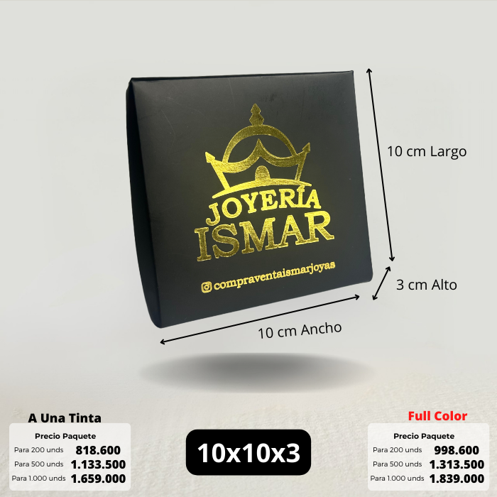 Caja Joyeria 10x10x3 Estampado al Calor Caja Ecológica Personalizada