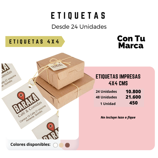 Etiquetas personalizadas impresas diferentes tamaños