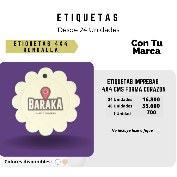 Etiquetas personalizadas impresas diferentes tamaños