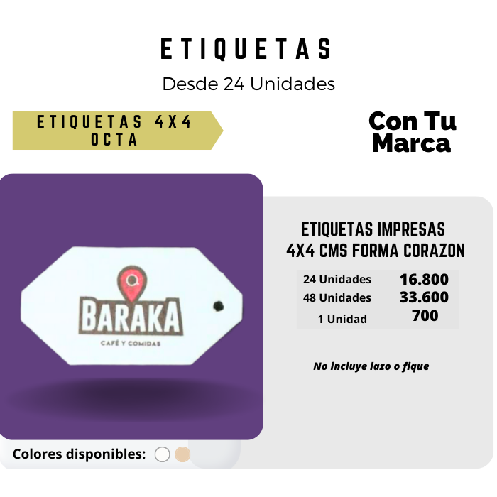 Etiquetas personalizadas impresas diferentes tamaños