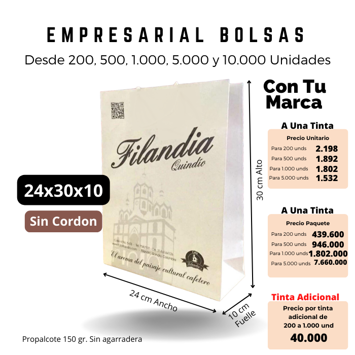 Bolsa 24x30x10 Sin Agarradera Ecológica Personalizada Impresa