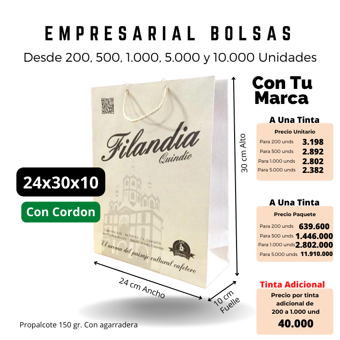 Bolsa 24x30x10 Con Agarradera Ecológica Personalizada Impresa