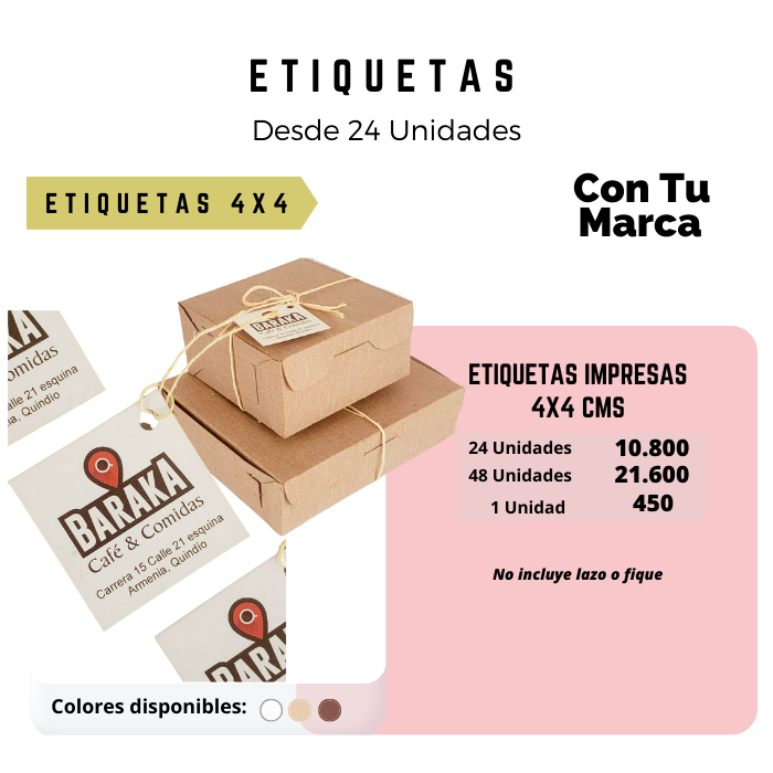 Etiquetas personalizadas impresas diferentes tamaños